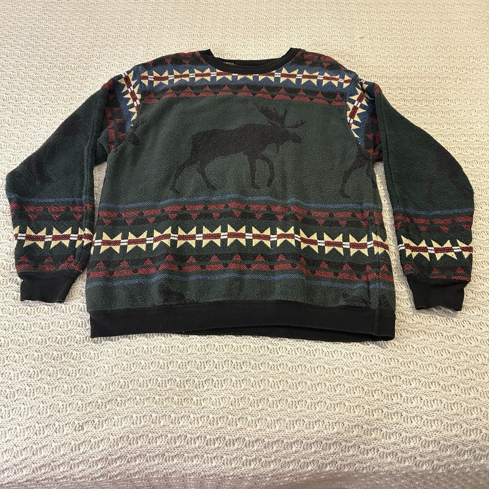 Vintage Sugar Street Weavers Sweater Moose Bear Crew Neck One Size XL Fit